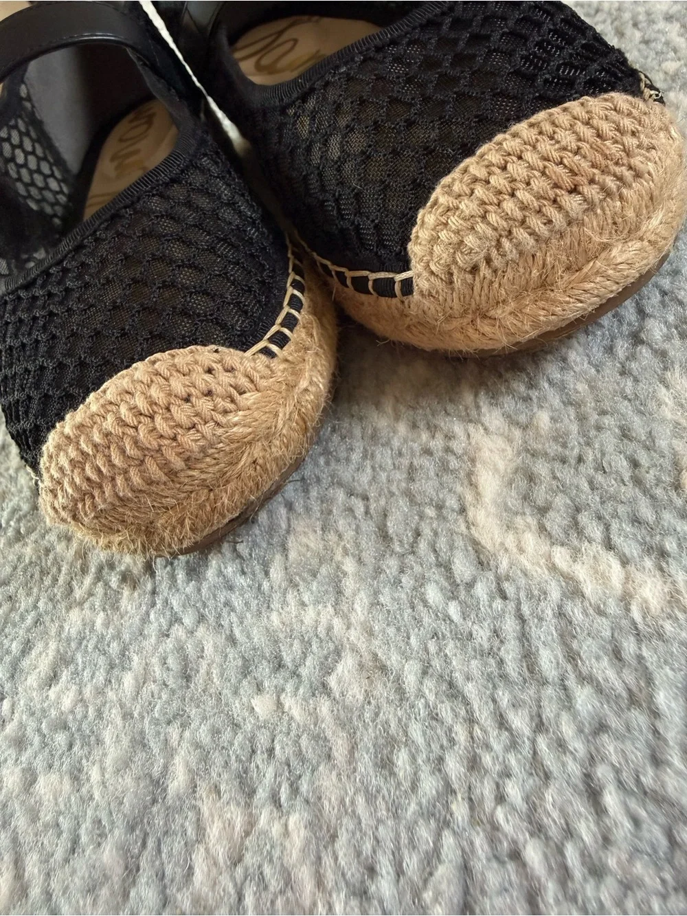 Sam Edelman Black Mesh Mary Jane Espadrilles